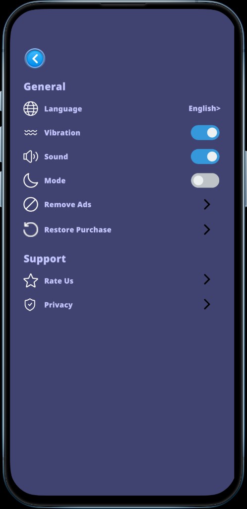 Arrow Escape settings for the free puzzle game on Android